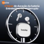 Fone Bluetooth TWS Basike G20-H Branco: som estéreo, toque sensível, Bluetooth 5.4 e até 6h de música. - Imagem 5