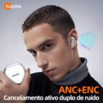 Fone Bluetooth TWS Basike G20-H Branco: som estéreo, toque sensível, Bluetooth 5.4 e até 6h de música. - Imagem 6