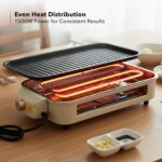 OVENTE BQR1502B grelha elétrica 2 em 1 sem fumo 1500W: cozinha, grelha e raclette com temperatura ajustável e placa antiaderente removível - Imagem 4