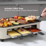 OVENTE BQR1502B grelha elétrica 2 em 1 sem fumo 1500W: cozinha, grelha e raclette com temperatura ajustável e placa antiaderente removível - Imagem 6