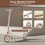 Commuter Scooter dobrável: suporta 150 kg, rodas de 20 cm e altura ajustável para mobilidade segura e prática. - Imagem 5