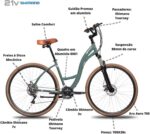 Kit Bicicleta BLITZ Aro 29 Comodo Urbana: leve, resistente e completa, com 21v Shimano, freio a disco, cestinha e cadeado incluso. - Imagem 4