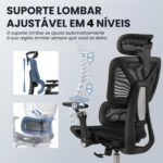 Cadeira ergonômica Comfy com ajuste lombar, reclinável, mesh respirável e suporte de até 200kg para escritório e home office - Imagem 5
