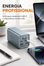 Power Bank A'Gold BTE-92 20000mAh 65W para notebook com 4 saídas, visor digital e 2 cabos USB-C. - Imagem 3