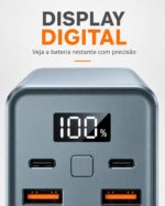 Power Bank A'Gold BTE-92 20000mAh 65W para notebook com 4 saídas, visor digital e 2 cabos USB-C. - Imagem 4