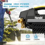 Hanabi Lavadora 1500W: motor de indução, 60 bar, 330L/h, bico ajustável e mangueira 10m para limpeza pesada. - Imagem 3