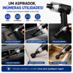 Aspirador Portátil sem Fio 3 em 1 USB: sucção potente 6000Pa, função soprador e filtro lavável para carro, casa e teclado - Imagem 4