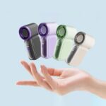 Ventilador portátil multifuncional leve com visor LED, ideal para escritório, homens e mulheres, em casa, viagens e para maquiagem, Verde - Imagem 4