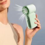 Ventilador portátil multifuncional leve com visor LED, ideal para escritório, homens e mulheres, em casa, viagens e para maquiagem, Verde - Imagem 5