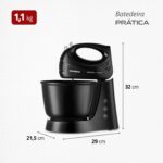 MONDIAL Batedeira Prática 400W: mais potência, 3 velocidades e tigela de 3,6L para receitas perfeitas - Imagem 6