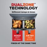 Ninja Air Fryer com termômetro inteligente: cozinhe no ponto certo, em menos óleo, com 2 cestas e 10 em 1 para refeições rápidas. - Imagem 5