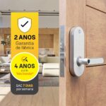 Fechadura Digital YMC 420W Branco Yale: segurança e acesso prático por senha, biometria, cartão e Alexa. - Imagem 3