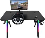 Mesa Gamer Kalkan Illumi RGB 120x61x78 cm: estilo, iluminação RGB e organização para um setup gamer completo. - Imagem 4