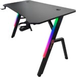 Mesa Gamer Kalkan Illumi RGB 120x61x78 cm: estilo, iluminação RGB e organização para um setup gamer completo. - Imagem 5