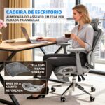 Cadeira ergonômica com suporte lombar, encosto mesh respirável e braços 3D para home office e gamer. - Imagem 3