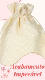 Saco de Juta Engomada com Cordão: embalagem natural e elegante para lembrancinhas, sabonetes, velas e presentes. - Imagem 3