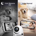 Câmera Babá Wi-Fi Full HD com visão noturna, alerta no celular e rotação 360° para segurança completa. - Imagem 3