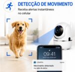 Câmera Babá Wi-Fi Full HD com visão noturna, alerta no celular e rotação 360° para segurança completa. - Imagem 4