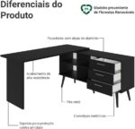 Mesa para Computador Gamer em L Lisboa Madesa com 3 gavetas: mais espaço e organização para seu setup e escritório. - Imagem 5