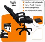 Cadeira Gamer Stillus Ergonômica com apoio para os pés, conforto ideal para jogos e trabalho por longas horas. - Imagem 7