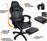 Cadeira Gamer Stillus Ergonômica com apoio para os pés, conforto ideal para jogos e trabalho por longas horas. - Imagem 8