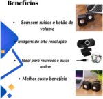 Webcam Full HD 1080p USB com microfone e som: imagem nítida, autofoco e plug and play para home office e aulas online - Imagem 8
