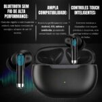 Fone Bluetooth 5.4 TWS com cancelamento de ruído, IPX4 e microfone: ideal para treino, corrida e trabalho. - Imagem 3