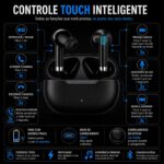 Fone Bluetooth 5.4 TWS com cancelamento de ruído, IPX4 e microfone: ideal para treino, corrida e trabalho. - Imagem 5
