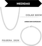 Conjunto Kit Aço Inox Corrente Colar+ Pulseira Grumet Masculino: estilo e durabilidade para compor seu visual com sofisticação. - Imagem 6