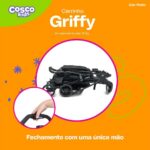 Cosco Kids Carrinho de Bebê Griffy Preto com reclino total, conforto e praticidade para o dia a dia. - Imagem 4
