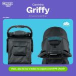 Cosco Kids Carrinho de Bebê Griffy Preto com reclino total, conforto e praticidade para o dia a dia. - Imagem 6