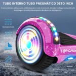 FINYQBET Hoverboard Elétrico com autobalanceamento, Bluetooth, LED e velocidade de 15km/h para crianças e adultos. - Imagem 4