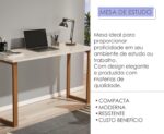 Mesa de estudo 76 cm com pés de madeira e tampo off white: prática, resistente e ideal para casa ou escritório. - Imagem 3