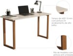 Mesa de estudo 76 cm com pés de madeira e tampo off white: prática, resistente e ideal para casa ou escritório. - Imagem 4