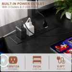 Mesa gamer Aheaplus em L com tomadas, USB, LED e suporte para monitor, ideal para escritório e quarto. - Imagem 3