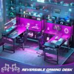 Mesa gamer Aheaplus em L com tomadas, USB, LED e suporte para monitor, ideal para escritório e quarto. - Imagem 7