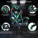 Cadeira Gamer RGB Python Fly Verde: conforto ergonômico, encosto reclinável e iluminação decorativa para seu setup gamer e escritório - Imagem 5