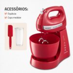 Batedeira Mondial Bella Massa 500W: 4 velocidades, turbo e duas tigelas para preparar receitas com praticidade e alto desempenho. - Imagem 7