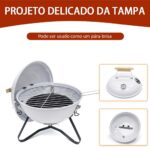 Churrasqueira Esmaltada Portátil a Carvão com Termômetro, ideal para camping, uso doméstico e churrasco prático. - Imagem 3