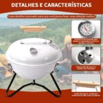 Churrasqueira Esmaltada Portátil a Carvão com Termômetro, ideal para camping, uso doméstico e churrasco prático. - Imagem 5