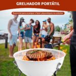 Churrasqueira Esmaltada Portátil a Carvão com Termômetro, ideal para camping, uso doméstico e churrasco prático. - Imagem 6