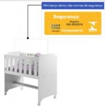 Mini berço com colchão Tigus Branco em MDF, com rodízios com trava e praticidade para o quarto do bebê. - Imagem 4