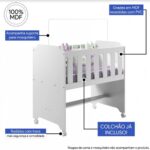 Mini berço com colchão Tigus Branco em MDF, com rodízios com trava e praticidade para o quarto do bebê. - Imagem 5