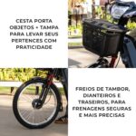 Bicicleta Elétrica Wehawk HW03 500W com bateria recarregável e mobilidade prática para suas compras e deslocamentos. - Imagem 7