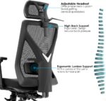 Cadeira de escritório MK-900 com assento estofado e encosto em tela mesh para mais conforto e ergonomia. - Imagem 3