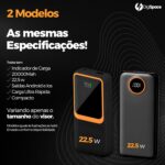 Carregador Portátil 20000mAh 22.5W: recarga ultrarrápida, visor LED e 2 saídas para Android e iOS. - Imagem 5