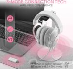 Headset 7.1 sem fio Redragon Zeus Pro Branco com som surround, Bluetooth e microfone removível para gameplay imersivo. - Imagem 3