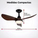 Ventilador de Teto Plafon Aires Preto com Pás de Madeira 25W LED Multicolor Dimerizável – Ultra Silencioso, 6 Velocidades, Controle Remoto para Salas, Quartos e Ambientes Internos - Imagem 3