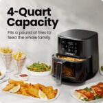 Chefman Air Fryer 4 QT compacta com tecnologia Hi-Fry para refeições rápidas e fáceis, com janela visível e prática para uso diário - Imagem 3