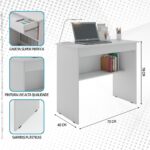 Escrivaninha branca com gaveta e prateleira: organização e praticidade para estudar ou trabalhar em casa. - Imagem 3